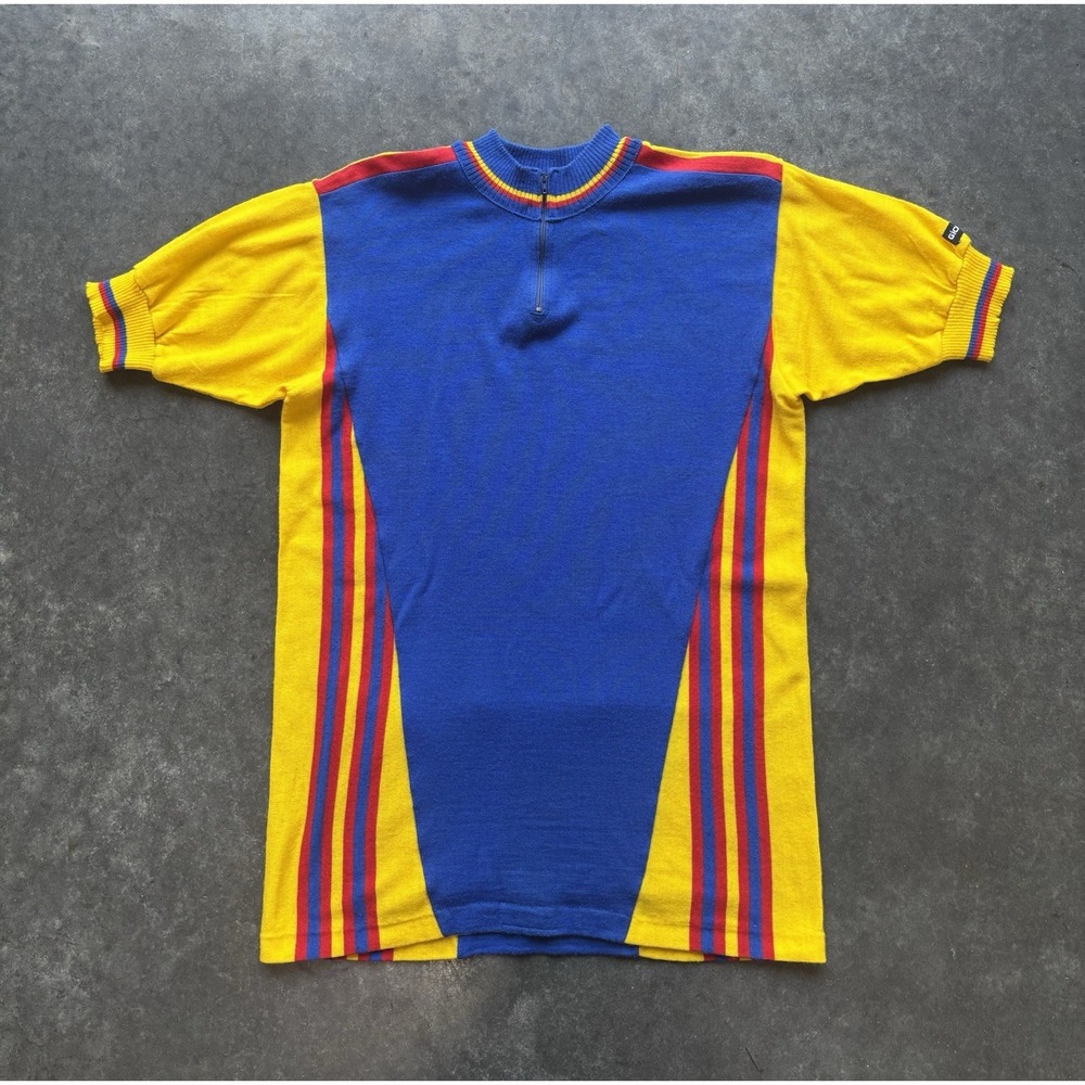Vintage 1970s Giordana Cycling Jersey Mens Wool Shirt Size 6 Primary Color Italy